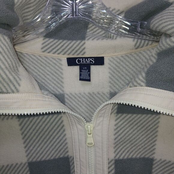 Chaps Women's L/G Plaid Buffalo Check Fleece 1/4 Zip Pullover Sweatshirt Gray - Picture 4 of 16